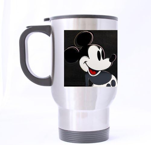 Mickey Mouse Custom Travel Mug (Sliver) Custom Personalized Travel Mug Sports Bottle Coffee Mugs Silver 14 OZ Office Home Cup (Two Sides Printed)