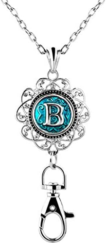 CandyCharms Women Office Lanyard ID Badges Holder Necklace Keychain with letter A-Z Snap Charms Clip