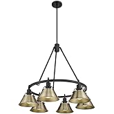 Golden Lighting 3306-6 BLK-AB Orwell - 6 Light Chandelier-20.38 Inches Tall and 29 Inches Wide, Finish Color: Matte Black, Sh