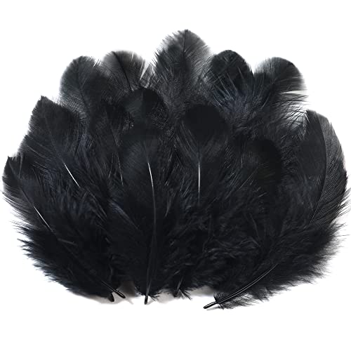 Soarer Black Craft Feathers Bulk - 300pcs 3-5inch Natural Feathers for Wedding Home,Dream Catcher Supplies,DIY Crafts and Halloween Holiday Party(Black)