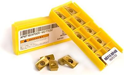 Mitsubishi Materials APMT1604PDER-M2 F7030 Coated Carbide Milling Insert, Class M, Round Honing, Parallelogram 85°, 0.187" Thick, 0.031" Corner Radius (Pack of 10)
