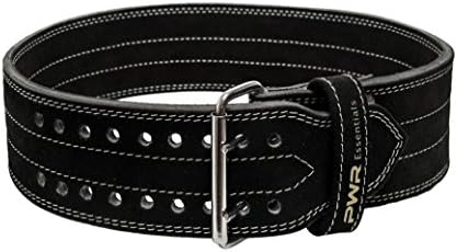 PWR Essentials Weightlifting Belt (Black) Wide Olympic Style | Powerlifting, Gym, CrossFit, Exercise Back Support | Proper Form for Squats, Deadlifts, Power Cleans | Heavy Duty | Men Women (XXL)