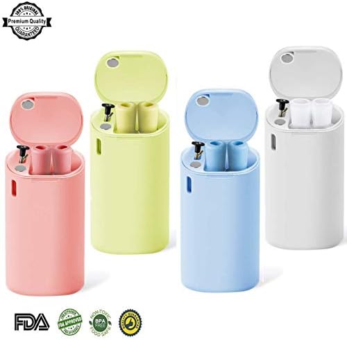 4 pack Collapsible Reusable Drinking Straws, Food-Grade Stainless Folding Drinking Straws Keychain Portable Set - with Hard Case & Cleaning Brush
