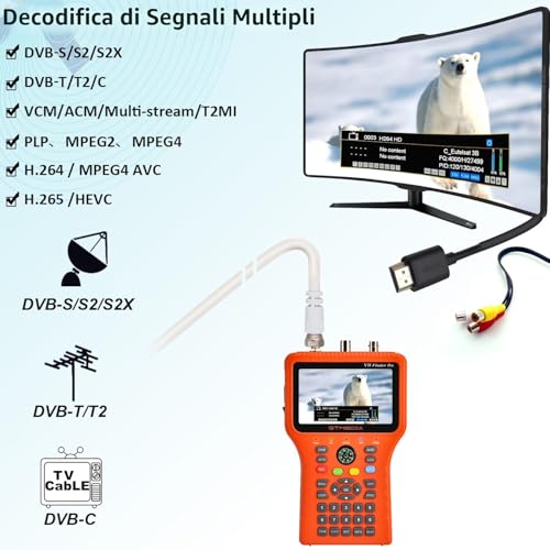 GTMEDIA V8 Finder Pro Digital Terrestrial and Sat Field Meter DVB-S2X / S2 / T2 / C, T2 and Sat Signal Meter MPEG-2/4 H.264 / H.265 Satellite Locator