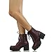 Soda Women's Magpie Faux Leather Lace-Up Combat Mid Heel Military Ankle Boots