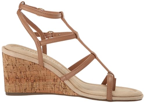 ANNE KLEIN WOMEN’S SANDY WEDGE SANDAL, TAN, 9