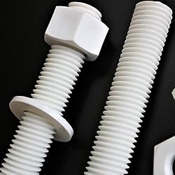 5x White Hexagon Head Screws Polypropylene