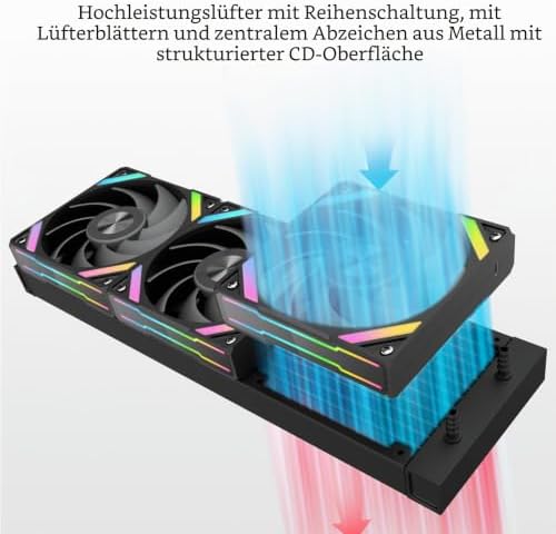 Q70 360 mm leise AIO-CPU-Wasserkühler, 2,8"-IPS, Intel/AMD, Schwarz