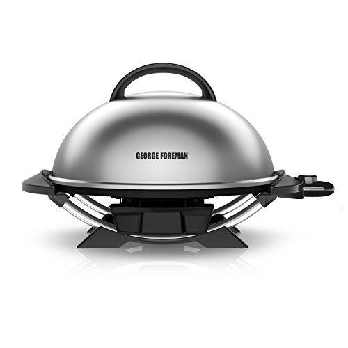 George Foreman Grill, Indoor/Outdoor Electric Grill with Adjustable Stand, 15 Servings, Silver, GFO240SC