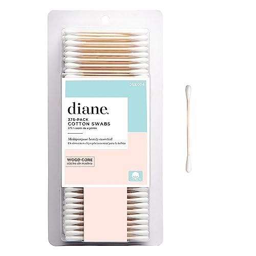 Diane Wooden Cotton Swabs, Soft and Gentle for Sensitive Skin, Ideal for Makeup, Nail Polish Touch-ups, Manicures, Pedicures, Beauty Applications, Personal Care, and Craft Projects (375 Count)