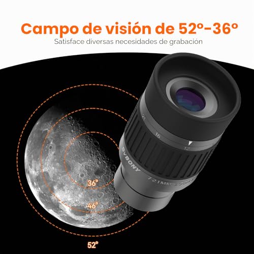 Svbony SV135 Telescope, Oculaire Zoom 1,25'' 7-21mm pour Telescope, 52 Degrés FOV, Objectif de Télescope FMC 5 Éléments 3 groupes, Accessoires de Télescope d'observation Astronomique