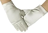 Deceny CB Satin Gloves for Women Short Formal Gloves Wrist Length Gloves (Ivory)