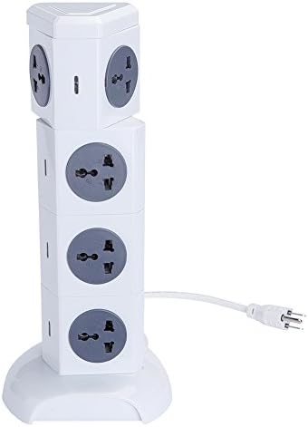 Electric Power Strip 2500W – 5/7 Outlet Plugs with 2 USB Slot + 6.5ft Cord Wire Extension - Surge Protector Universal Socket Charging Station for PC, Laptops &amp; Mobile Devices Office (V-7Outlet-W)