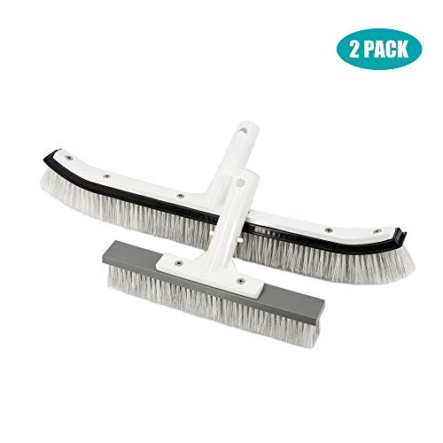 Lalapool Swimming Pool Wall & Tile Brush（18" & 10"），Combo Nylon and Stainless Steel Wire Brush for Cleaning Walls, Tiles & Floors, Aluminum Back Hybrid Brush Head with EZ Clips (Set of Two) - Thumbnail 5