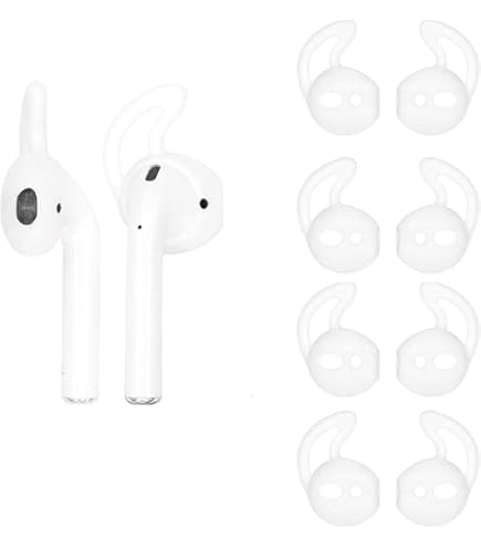 Ear Hook Covers For Earbud Headphones, Noise Isolation Anti-Slip Silicone Earbuds/Ear Plug Tips 3 Pair Earbud Eartips Accessories Compatible Headset MNHF2AM/A (White 6PCS