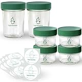 Sage Spoonfuls Make in Bulk Glass Jars, (Set of 2 8oz & 4 4oz Glass Jars)