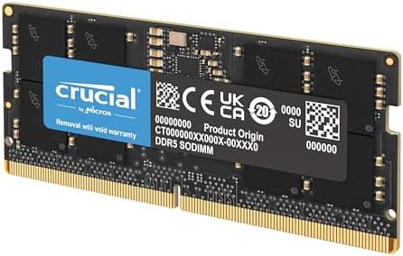 Crucial 8GB DDR5 RAM, 5600MHz (or 5200MHz or 4800MHz) Laptop Memory, SODIMM 262-Pin, Compatible with 13th Gen Intel Core and AMD Ryzen 6000 - CT8G56C46S5
