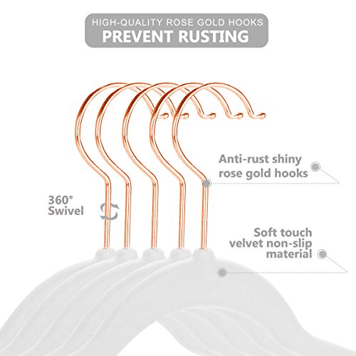 MIZGI Premium Kids Velvet Hangers (Pack of 50) with Copper/Rose Gold