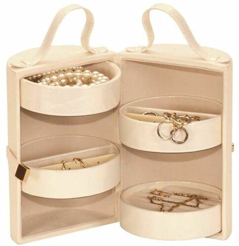 Mele Cream Smooth finish 4 Tier Jewellery Case With With Carry Handle