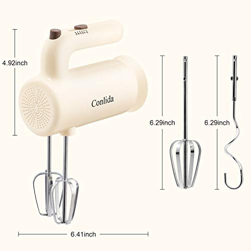 Hand Mixer Electric for Beginner, 350W Power Handheld Mixer for Baking Cake Egg Cream Food Beater, 5 Speed + Eject Button + 4 Stainless Steel Accessories