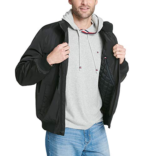 Tommy Hilfiger Men's Performance Faux Memory Bomber Jacket, Black, L