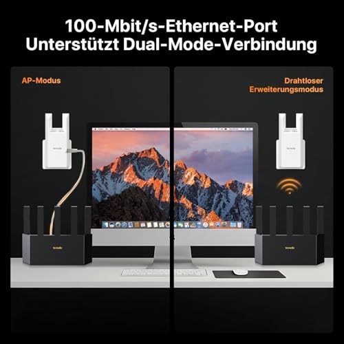 WLAN Verstärker Repeater R10, 300 Mbit/s, Ethernet-Port, Abdeckung bis zu 120 m², WPS, AP-Modus, intelligente LED-Anzeige, kompatibel mit FritzBox, einfache Installation, unterstützt IPv6