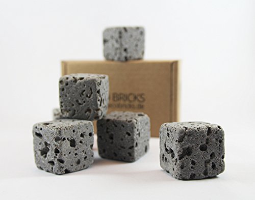 6 Eco Bricks - Water Clarifying Aquarium Decor Stones - 100% Natural Lava Rocks