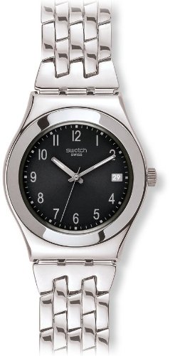 Swatch Women's YLS437G Stainless Steel Analog with Black Dial Watch