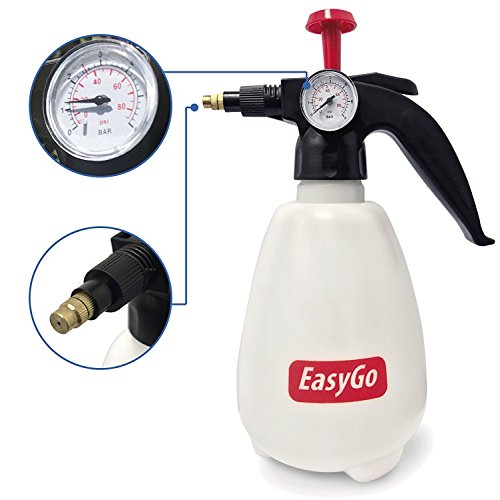 EasyGo Spray Bottle 1 Liter (34 Ounces) Hand Pump Pressure Sprayer W/Pressure Gauge – Mister Setting - Great for Gardening, Fertilizing, Cleaning & General Use Spraying Water - Chemicals - Pesticides