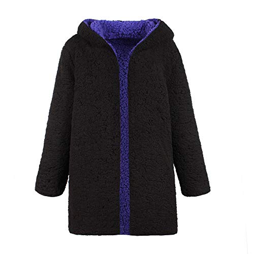 Sunward Women's Warm Reversible Faux Fur Winter Hooded Cardigan Coat (3XL, Purple)