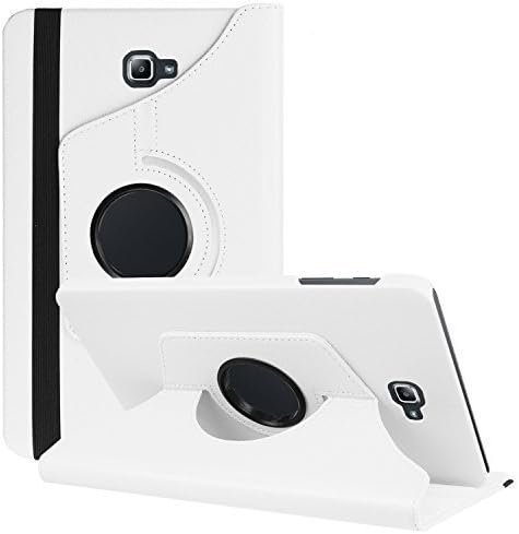 iCOM32 360 Rotating Leather Case Stand Cover for Samsung Galaxy Tab A/A6 10.1 T580 T585 (White)