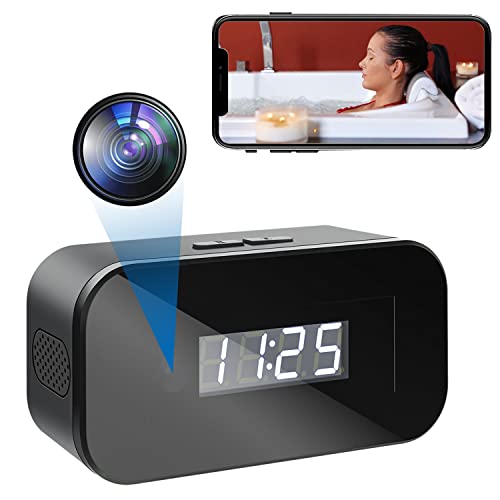 Hidden Camera Spy Camera Mini Spy Camera 1080P Wireless Hidden WiFi Clock Camera,Hidden Nanny Cam with Night Vision,120 Ultra Wide Angle,Motion Detection,Hidden Cam,Surveillance Camera Full HD