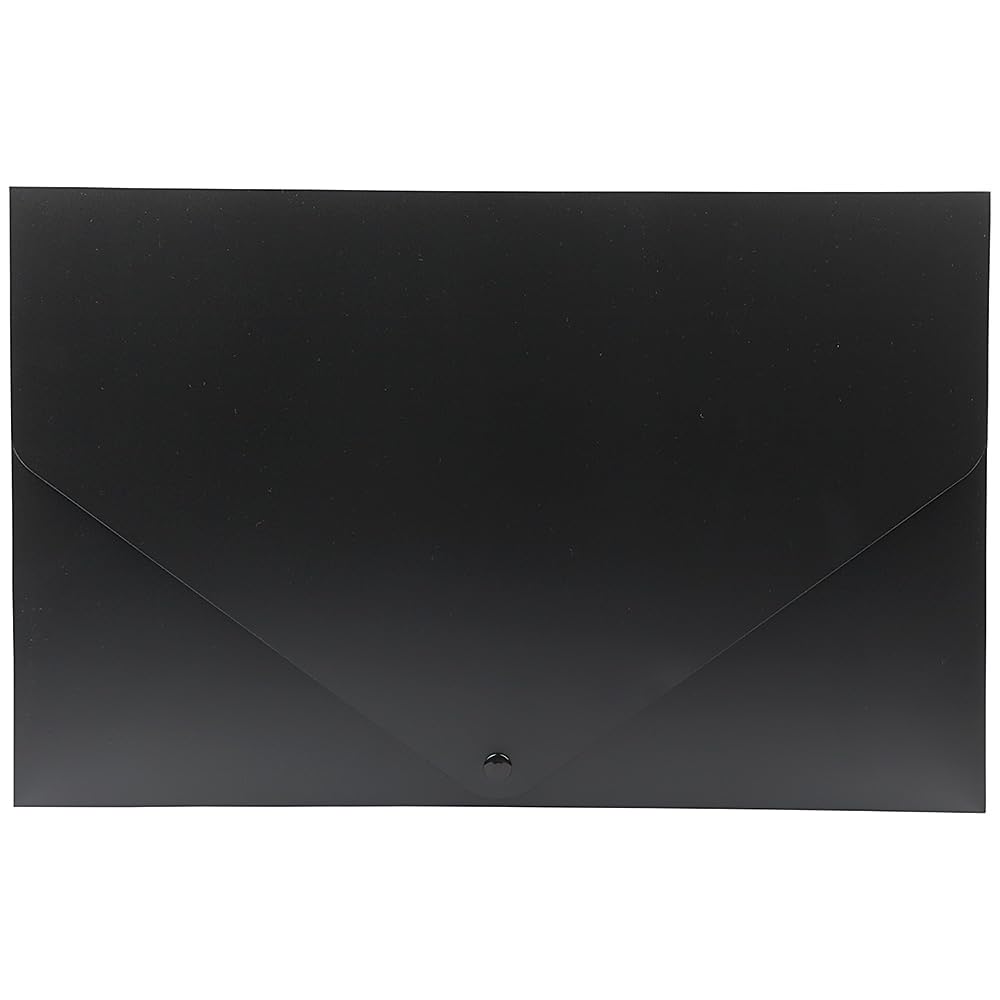 JAM PAPER Plastic Portfolio with Snap Closure - Large - 279.4 x 431.8 x 19 mm - Black - Sold Individually