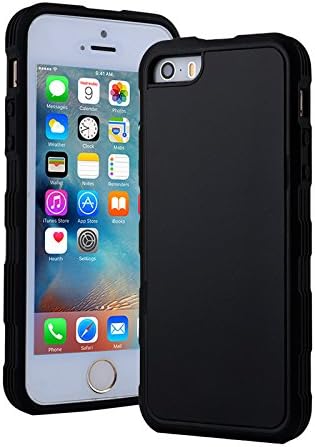 Anti-gravity Selfie Magical Nano Sticky Suction Silicone Cover Case for iphone 5/5s/5c/SE (black)