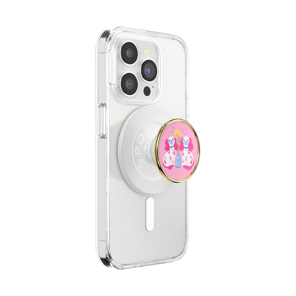 PopSockets Phone Grip for MagSafe with Kickstand, Magnetic Stand, Swappable Top, Secure Hold for iPhone MagSafe Cases, Phone & Tablet Grip - Enamel Staffordshire Furries — image 1