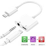 iPhone 7 headphone adapter 3.5 mm audio Splitter iPhone 8 adapter Listen to music while charging Perfectly compatible with IOS 10.3-11 （No call function No key function）