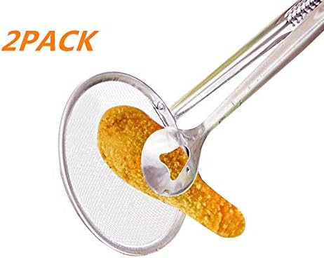 Daopwlkom New Kitchen Multi-Functional Filter Spoon with Clip, Food Oil-Frying BBQ Salad Filter Outdoor Cooking Tools (Sliver)