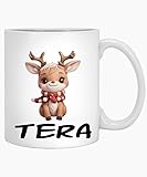 Personalized Christmas Reindeer Mug, Custom Name