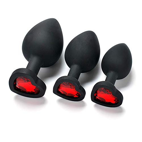 Set of 3 T-bar Base/Silicone Toys/Erotic Games Role Play/Jeweled Stimulator Toys for Men and Women/3 pcs Beginners Silicon Anales Set/Best Idea for Gift/Black - Thumbnail 4
