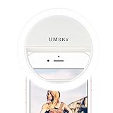 Selfie Ring Light, UMsky Clip-on LED Camera Light, Rechargeable 30 LED Fill-light, 3-Level Adjustable Brightness On-Camera Video Lights Night Light for iPhone x Samsung Other phone