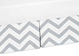 Sweet Jojo Designs Grey and White Zig Zag Crib Bed Skirt Dust Ruffle for Chevron Collection Bedding Sets