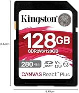 Kingston Canvas React Plus V60 SDXC 128GB UHS-II 280R/100W U3 4K Full HD Video view 5