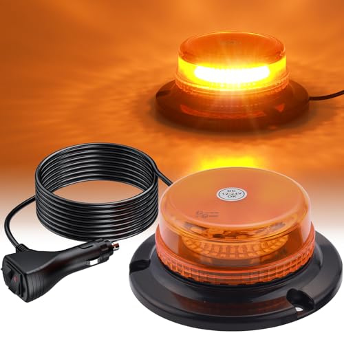 AUTOUTLET 36 LED 18W Strobe Light, Rotating Headlight with Magnetic Base and 5 Metre Cable, 9 Flashing Modes, for Tractor Truck Car (Orange)