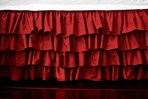 Fab Linens New Collection 500 Thread Count 1 Peice 21" Drop Length Multiruffle Ruffle Bed Skirt in Solid Burgundy Queen Size 100% Cotton