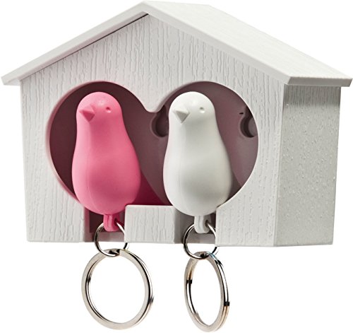 Qualy Duo Sparrow Key Rings - Pink and White by cub