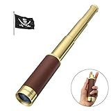 Pirate Brass Telescope，SGODDE 25x30 Zoomable Spyglass，Collapsible Handheld Monocular Scope with Day Night Version for Kids,Gifts,Travel, Hiking, Hunting,Pirate Navigation
