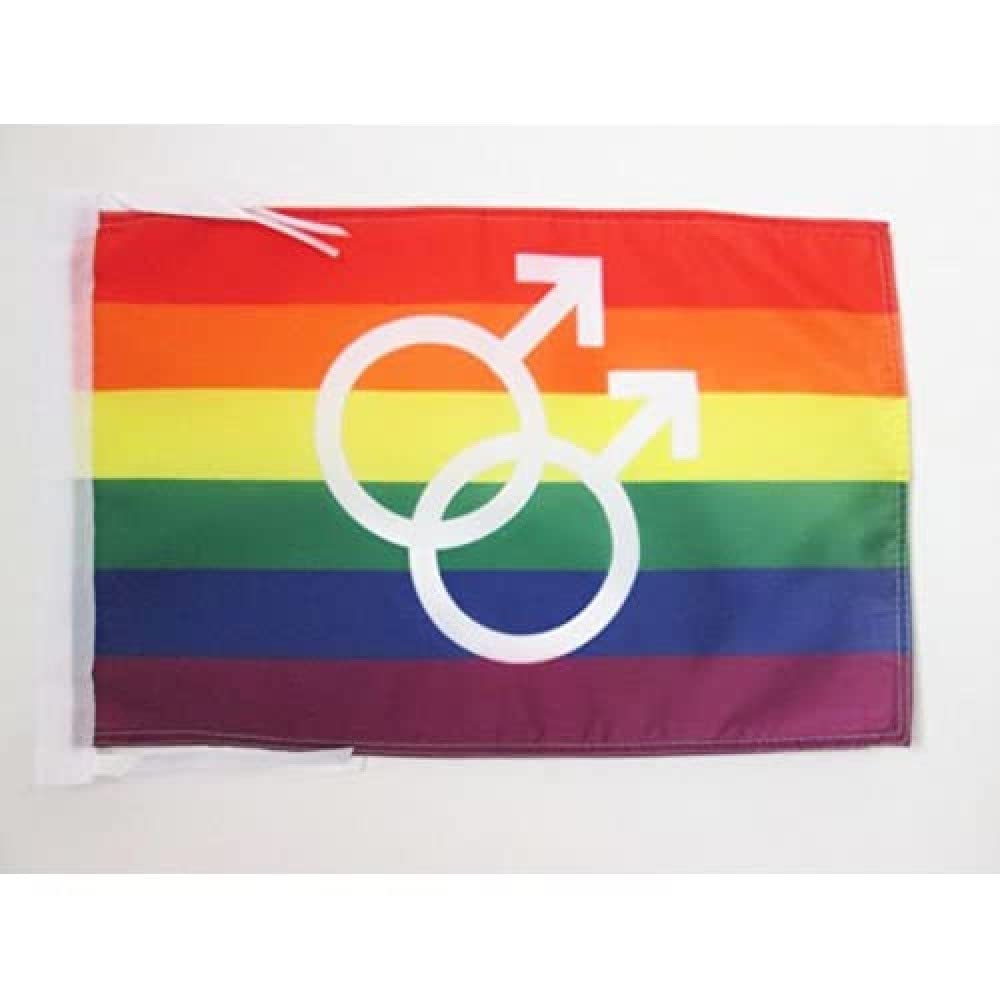 AZ FLAG - Rainbow Double Mars Flag - 18'' x 12'' - 100% Polyester Gay Pride Small Banner with Two Cords - Fade Resistant - Vivid Colors - 18x12 in - 45x30 Cm
