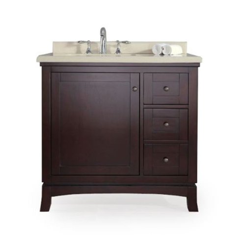 Ove Decors Velega-36 Bathroom 36-Inch Vanity Ensemble with Marble Countertop and Ceramic Basin, Tobacco