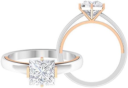 ユニークな結婚指輪プリンセスカット婚約指輪 D Vssi 1 6 Ct 送料0円 6 5 Mm Size 13 ローズゴールド 14k モアッサナイトソリティアリングツートーンゴールドリングブライダルリングアニバーサリーリング