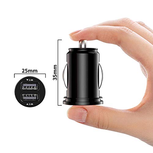 USB Car Charger Adapter Dual Port 24W Flush Fit Car Adaptor with Multi Protection Safety System for iPhone X / 8/8 Plus / 7, iPad Air/Pro/Mini, Samsung & More Anoopsyche